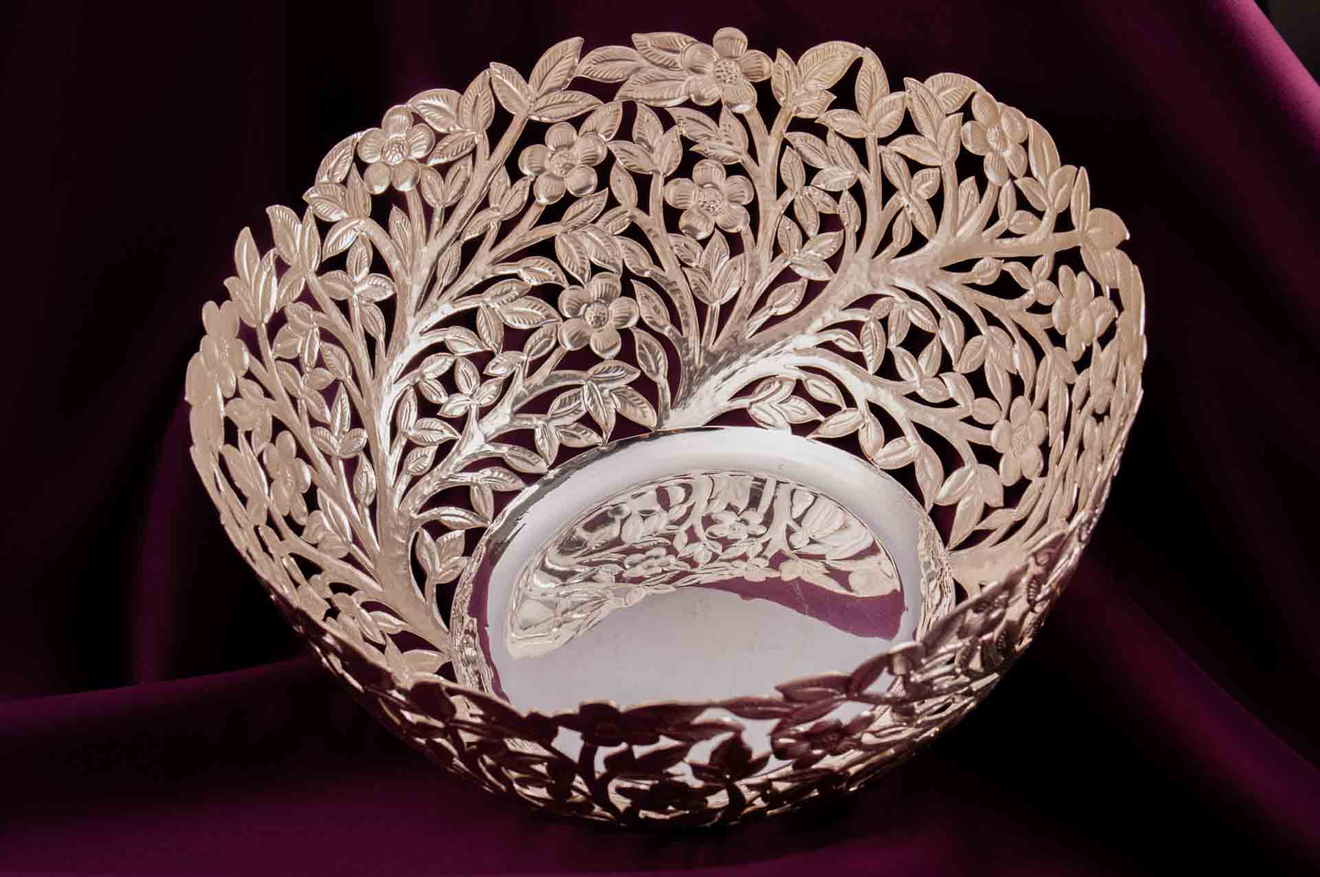 designer flower silver bowl 4