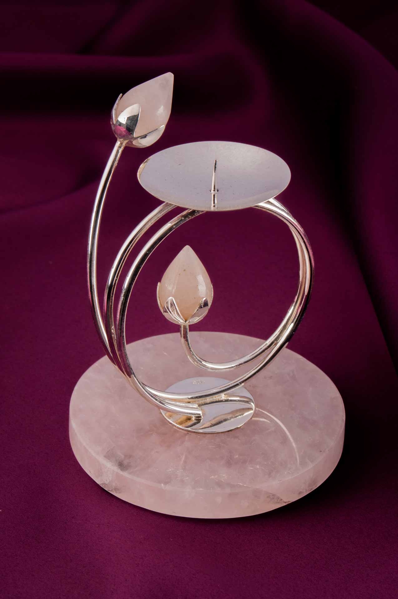 flower bud silver candle stands 1
